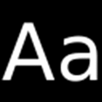 Logotipo do software Dark Background and Light Text. Fundo quadrado preto. Ao centro, estão representadas duas letras na cor branca: uma letra A em caixa alta e outra letra a em caixa baixa. Ambas em estilo tipográfico simples e limpo.