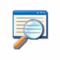 Logotipo do software ZoomIt. Num fundo branco uma lupa em destaque que amplia uma parte da janela de sistema operacional Windows.